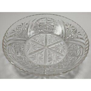 Vintage Clear Crystal Glass Round Shaped Stars Bars Salad and Food Beverage Bowl